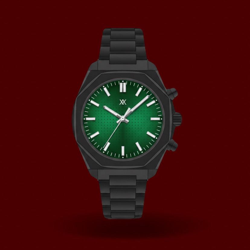 Black analog steel watch